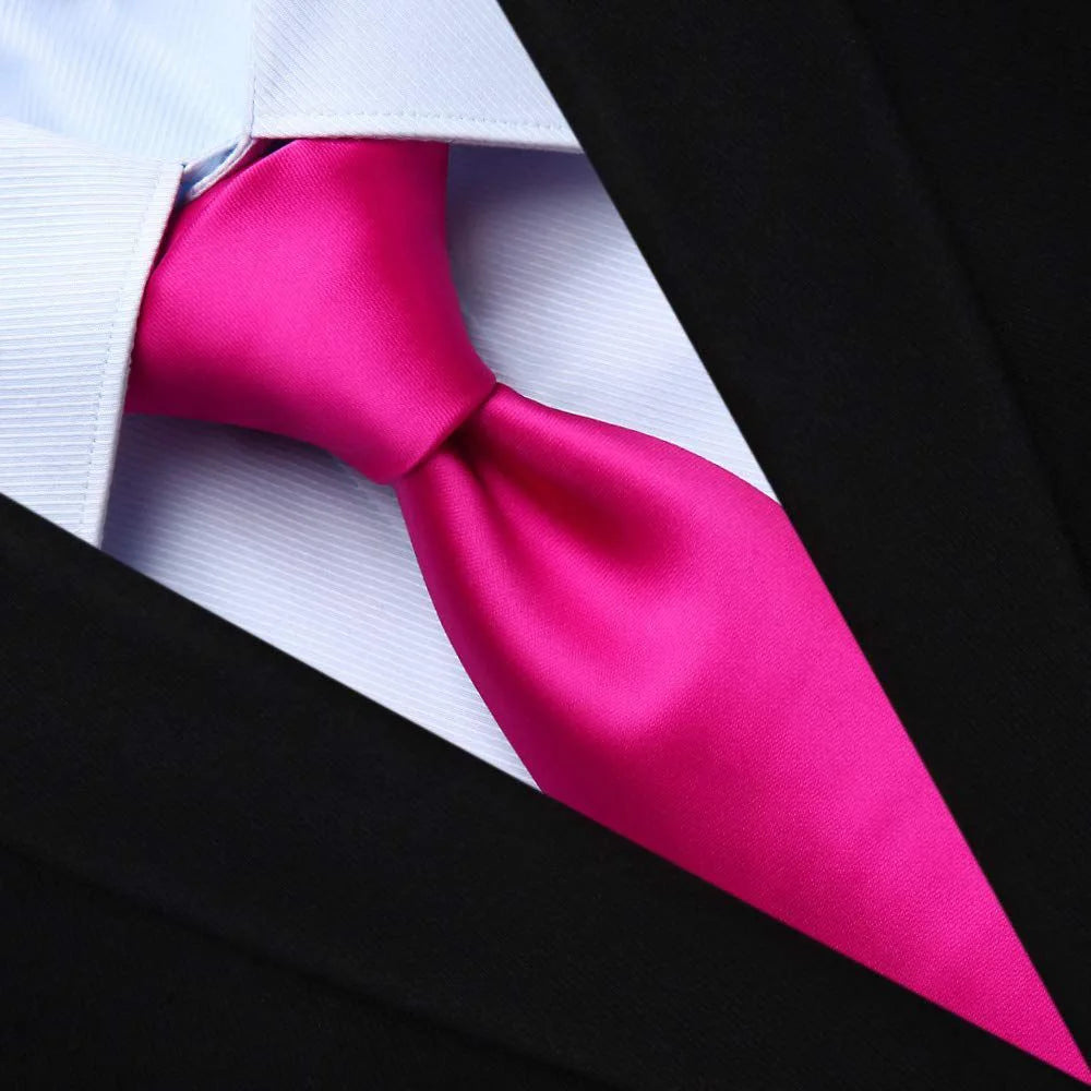 Gravata Tradicional e Lenço Rosa Pink
