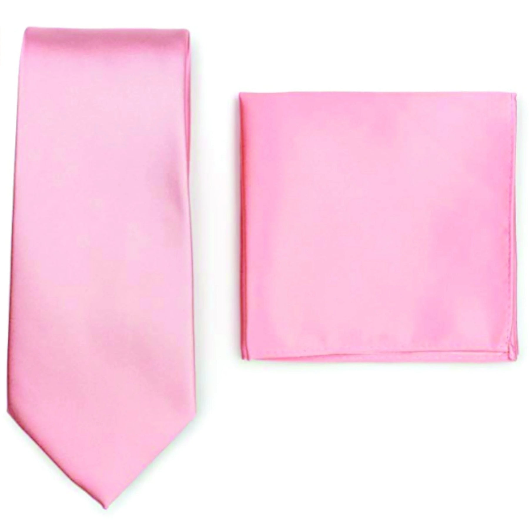 Gravata Tradicional e Lenço Rosa Claro / Rosa Bebê