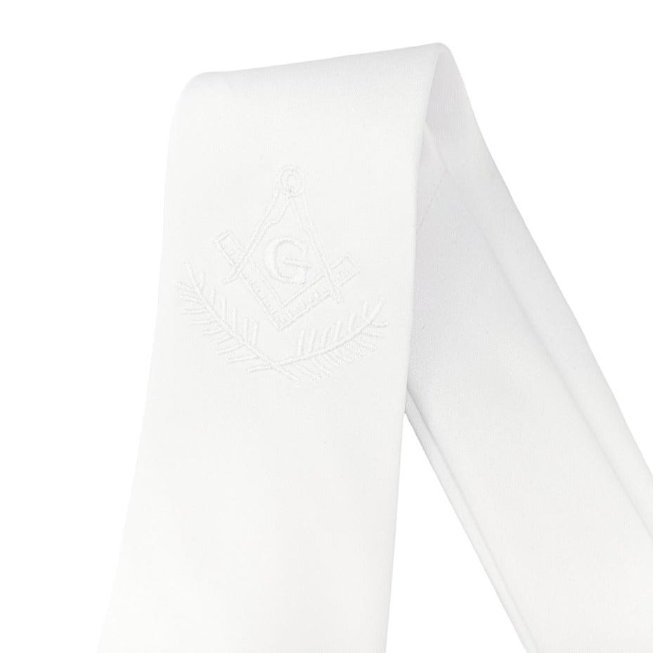 Gravata Tradicional Branca com Bordado Branca Maçonaria
