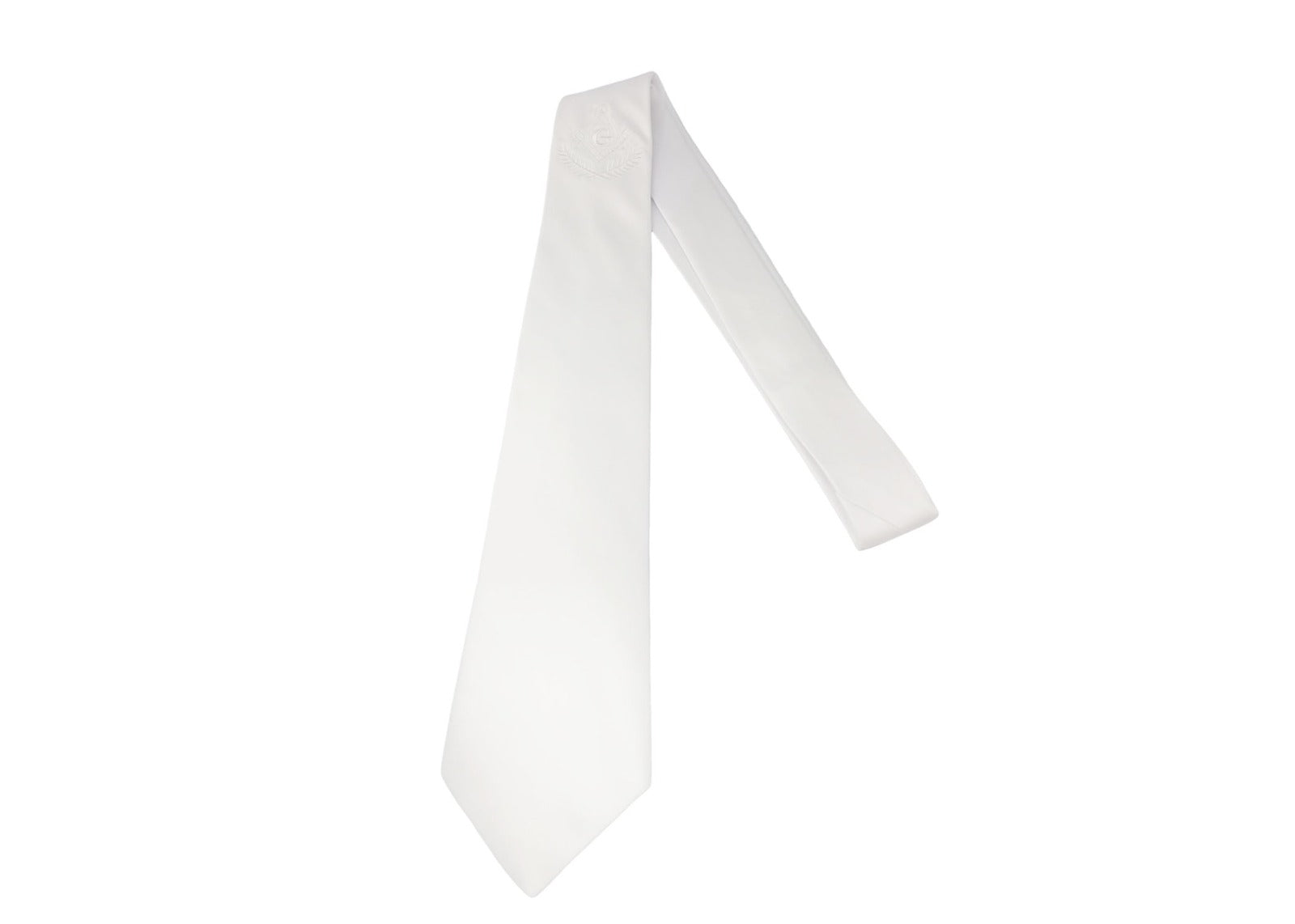 Gravata Tradicional Branca com Bordado Branca Maçonaria