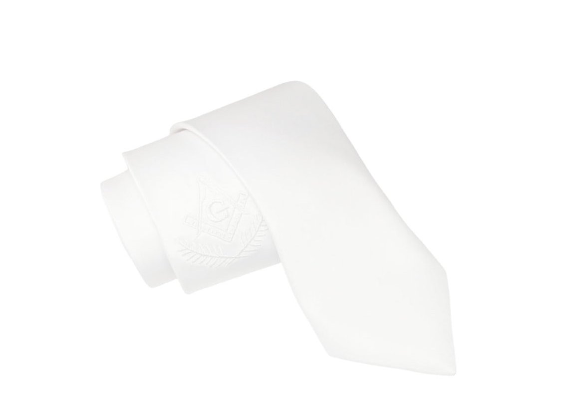 Gravata Tradicional Branca com Bordado Branca Maçonaria