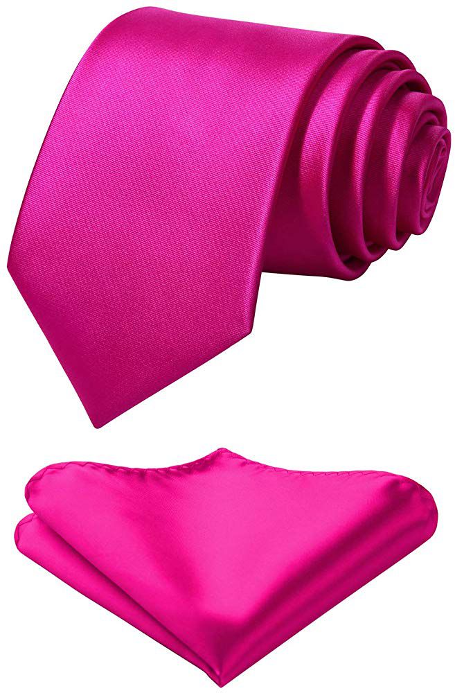 Gravata Tradicional e Lenço Rosa Pink