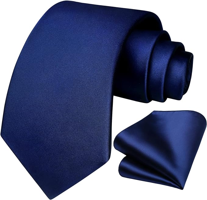Gravata Tradicional e Lenço Azul Marinho