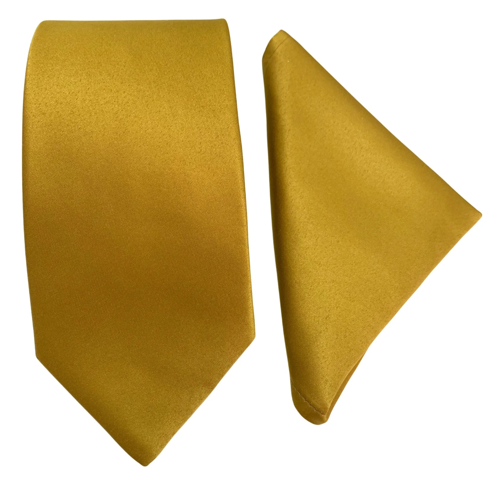 Gravata Tradicional e Lenço Dourado Escuro